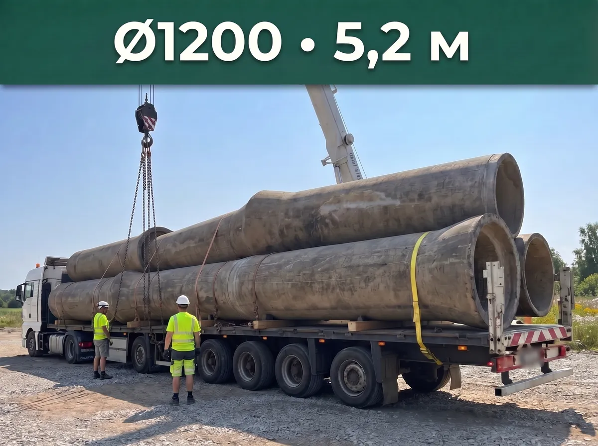 Труба жб 1200 мм 5,2 м под дорогу